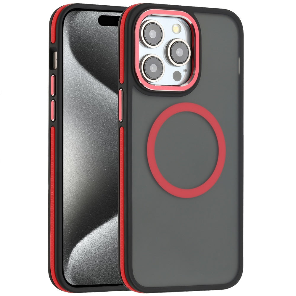 For Apple iPhone 16 Pro (6.3") Frosted Translucent Back Hybrid with Magnetic Circle MagSafe Compatible, Military Grade Shockproof Case Cover