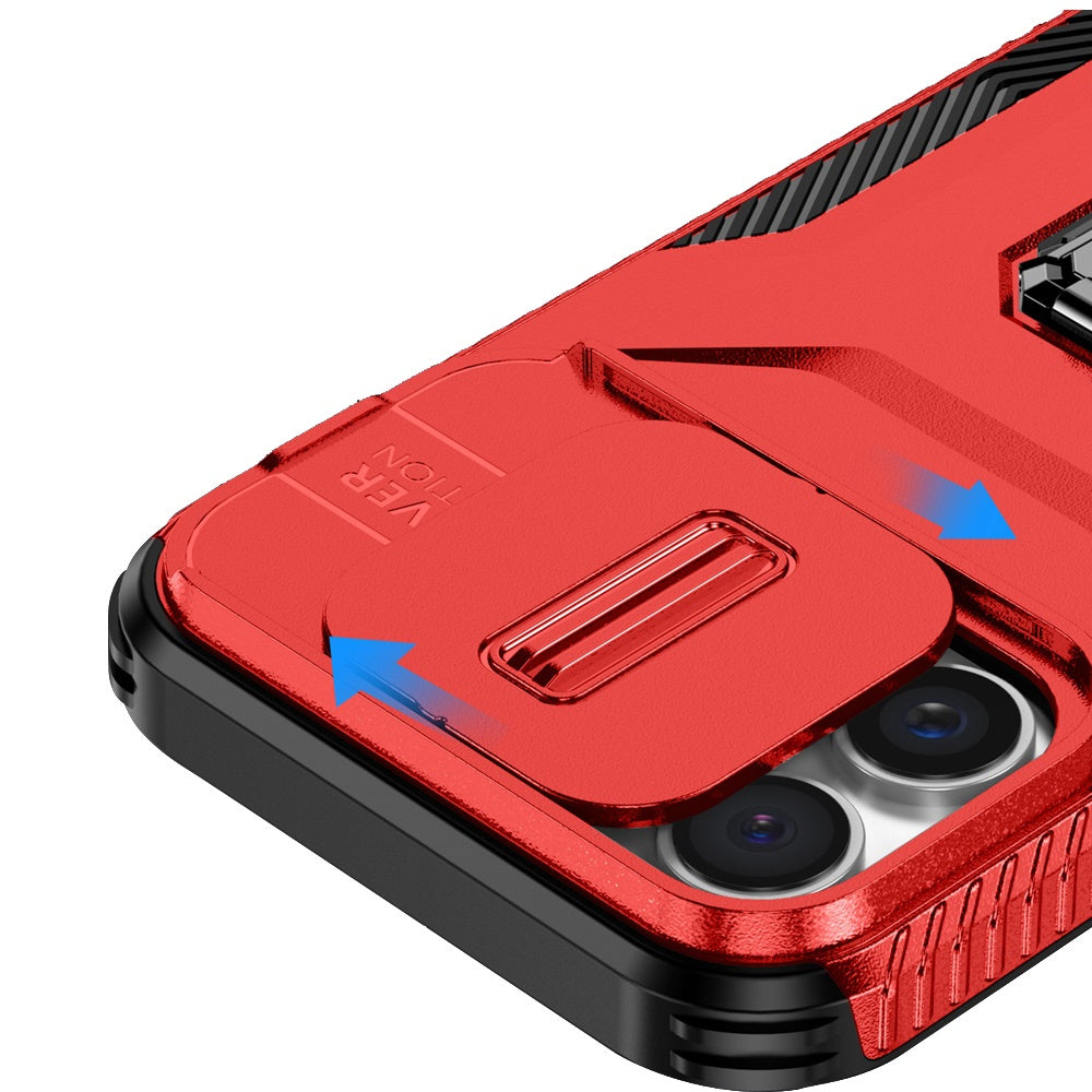 For Apple iPhone 15 Pro Max Case, Camera Cover with Magnetic Rotation Ring Stand, Military Grade Hybrid Hard TPU Shockproof Case Cover