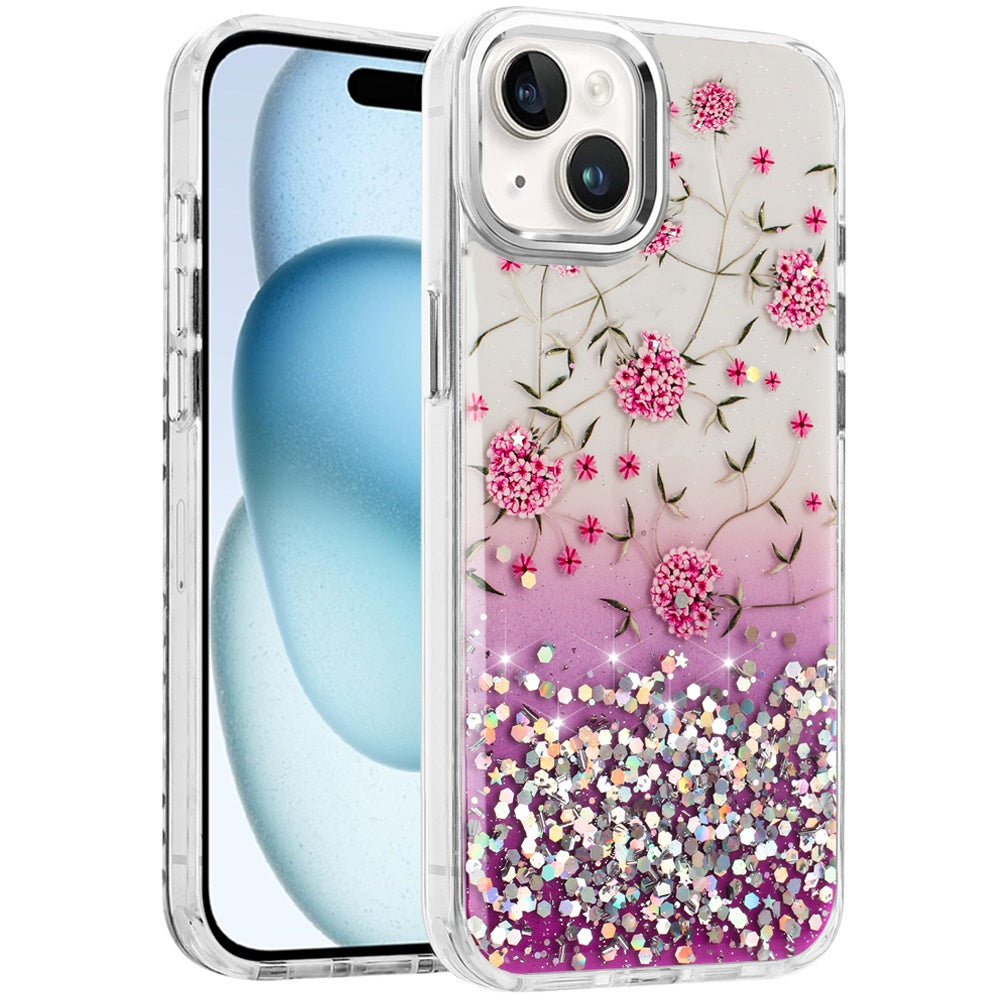 For Apple iPhone 15 Fashion Beautiful Epoxy Design Hybrid Fashion Stylish TPU Protective, Shockproof Hybrid PC Case Cover