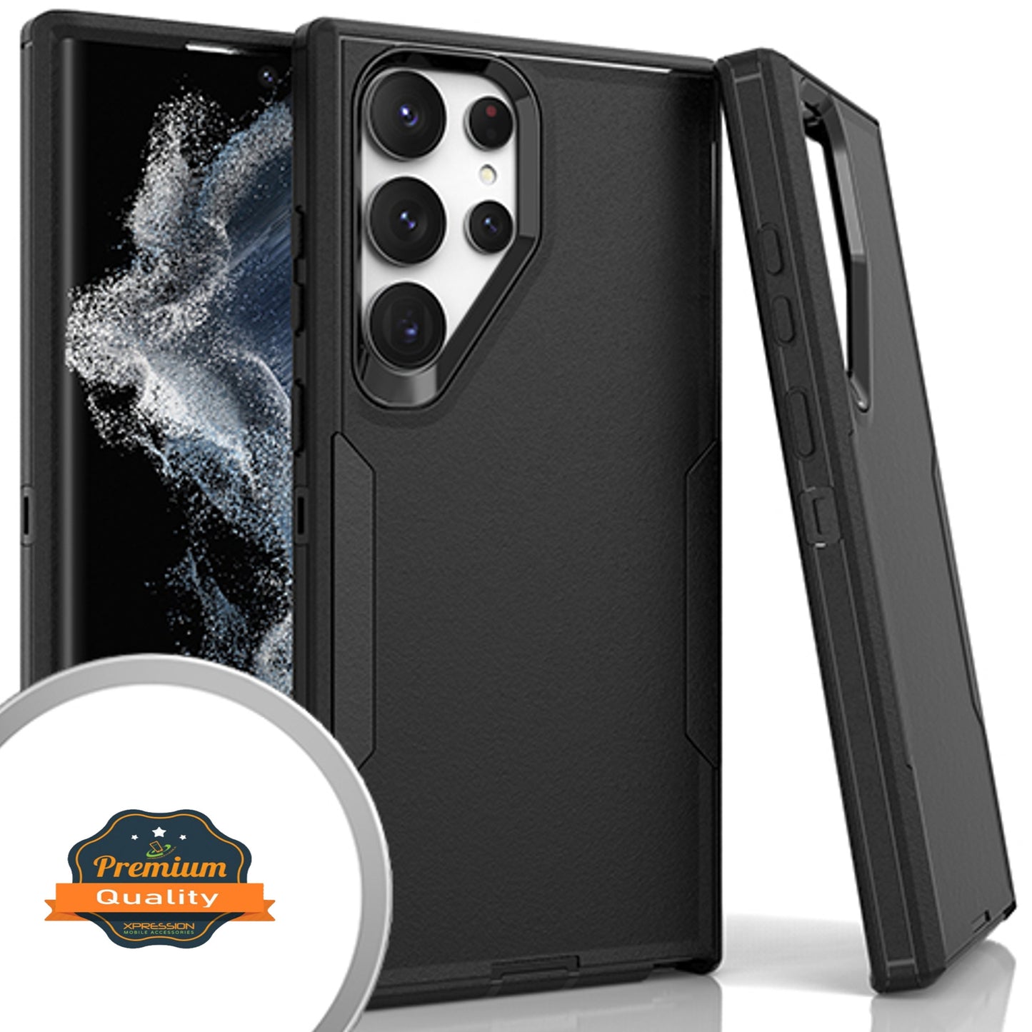 For Samsung Galaxy S25 Ultra Tough Hybrid Shockproof Silicone Rubber TPU + Hard PC Heavy Duty Three Layer Armor Protection Case Cover