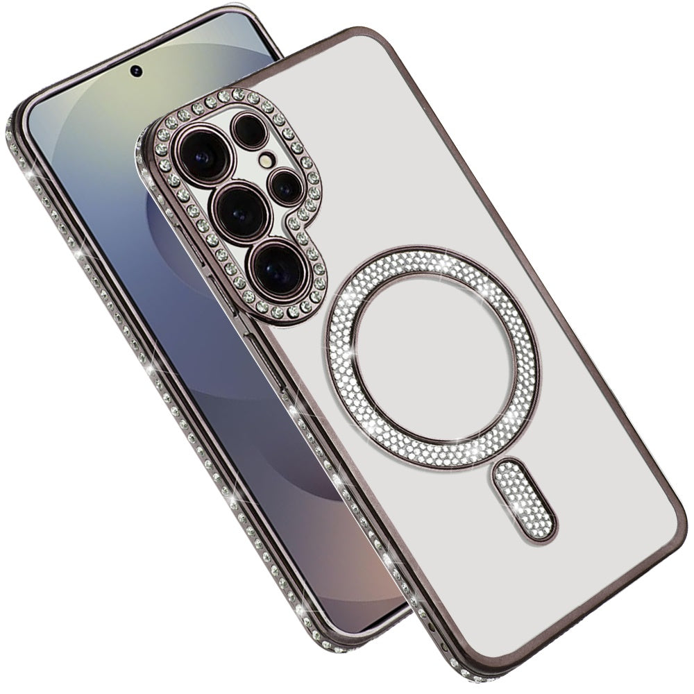 For Apple iPhone 11 Bling Case with Diamond Magnetic Circle, Transparent Slim Shockproof Hybrid Slim Fit Case Cover