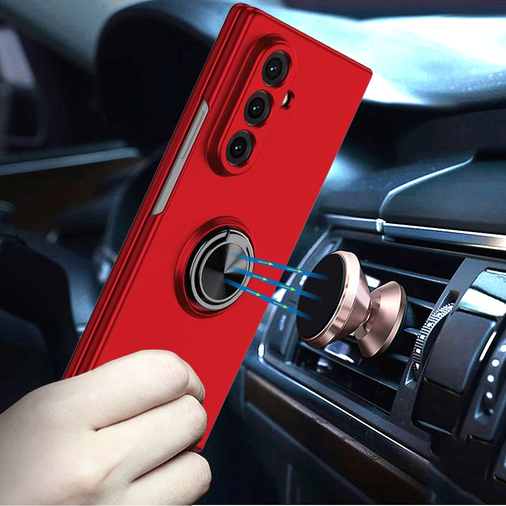 For Samsung Galaxy Z Fold 7 Hybrid 360 Degree Rotatable Metal Invisible Ring Stand Holder Slim Fit Magnetic Car Mount Shockproof Case Cover