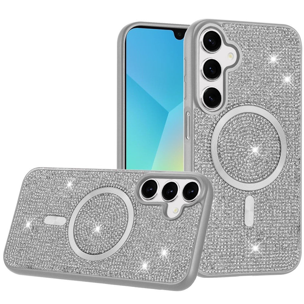 For Samsung Galaxy A16 5G Sparkly Diamond Bling Case Rhinestone Skin Hybrid with Magnetic Circle, MagSafe Compatible Case Cover