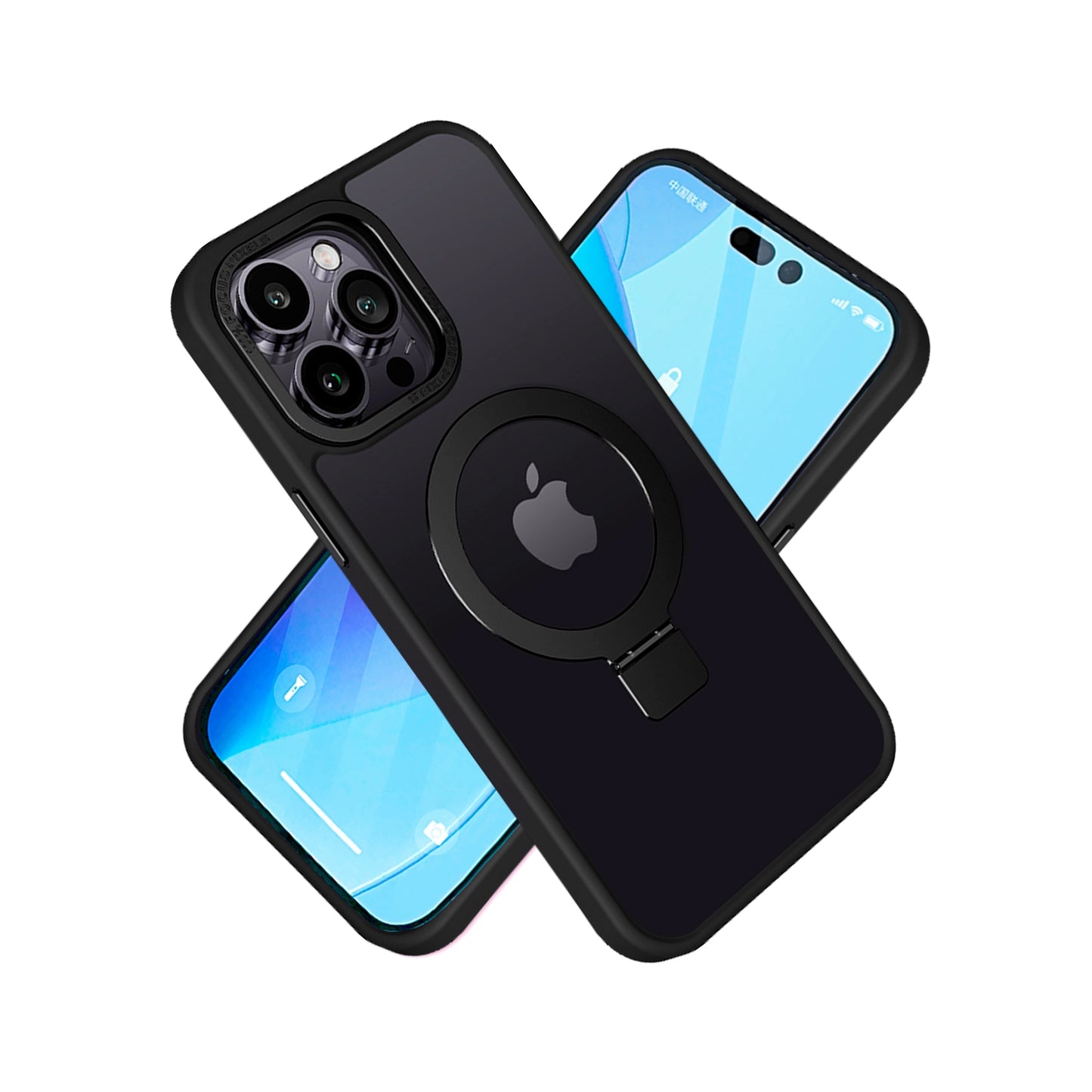 For Apple iPhone 16 (6.1") Magnetic Metal Matte Built-in Compatible with MagSafe Stand Hybrid Shock Armor TPU Case Cover
