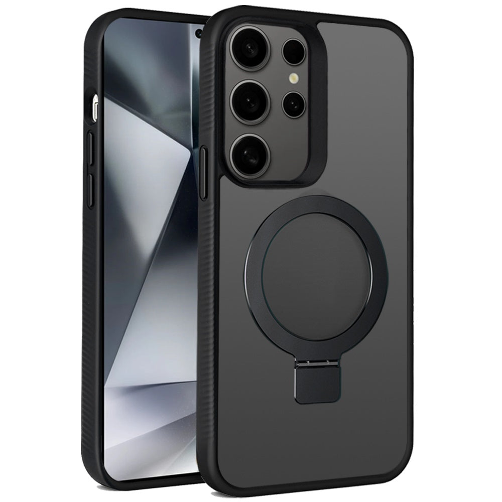 For Samsung Galaxy S25+ /S25 Plus /S24+ Plus Magnetic Circle Kickstand with MagSafe Compatibility, Matte Skin, Rugged Bumper, and Ring Holder Case Cover