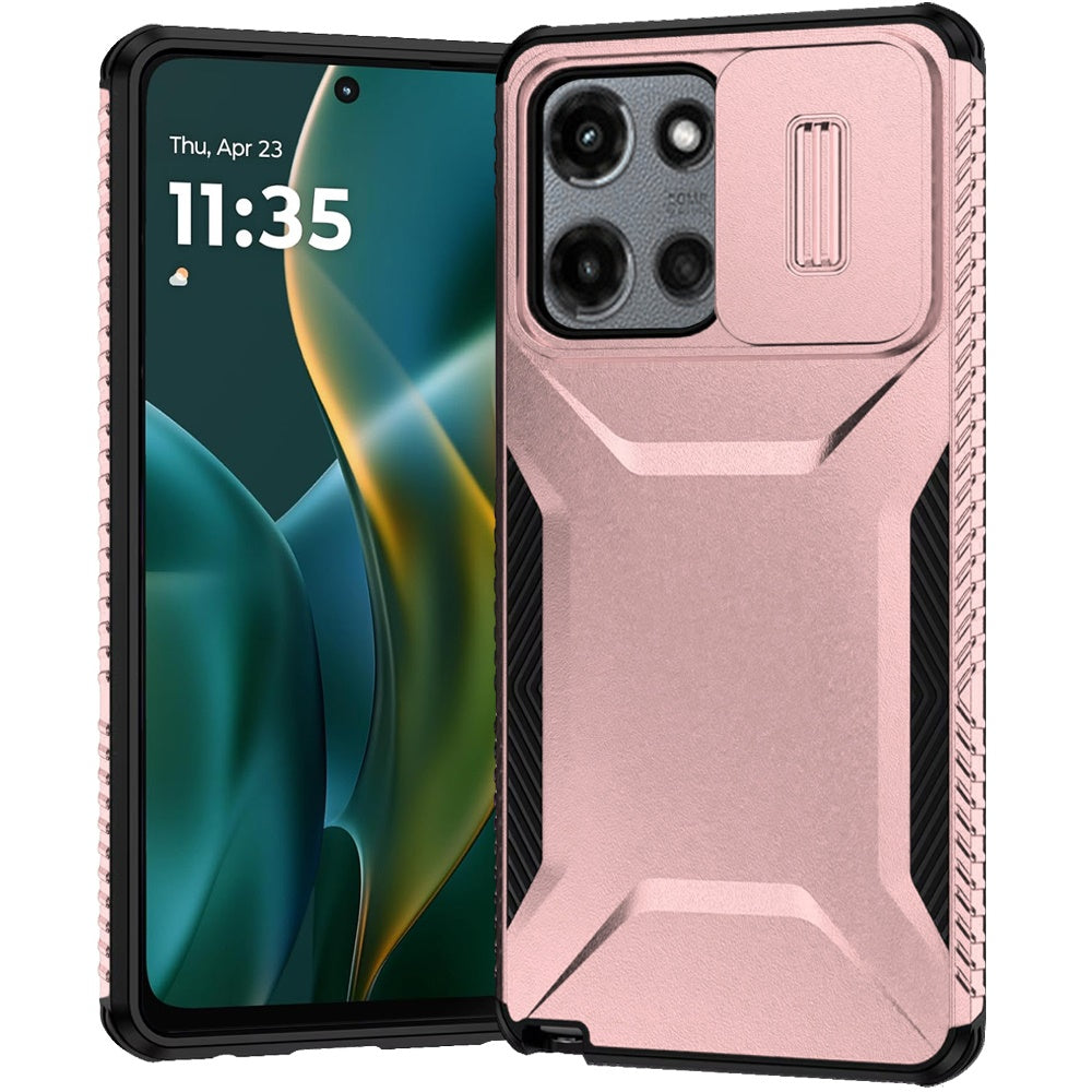 For Motorola Edge 2025 Slim Fit Shockproof Hybrid with Slide Camera Window Covering, Rugged Tpu Silicone Hard PC Bumper Case Cover