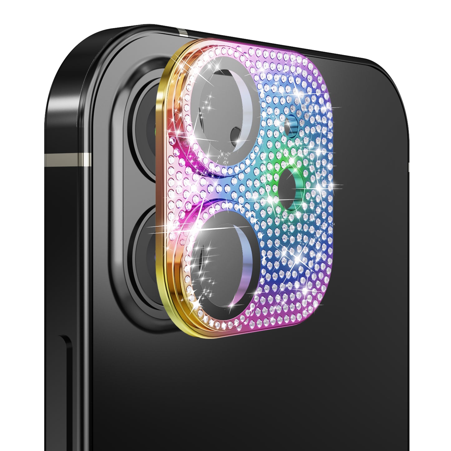 For Apple iPhone 16 Pro (6.3") Camera Lens Full Tempered Glass With Diamond Bling Glitter Rhinestone Lens Protective Case Cover