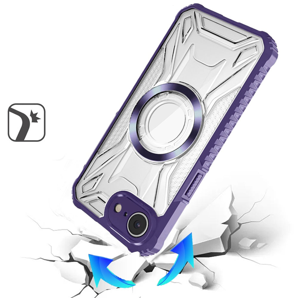 For Apple iPhone 16e MagSafe Compatible Pattern Clear Transparent Rugged Hybrid Magnetic TPU Shockproof Armor Case Cover