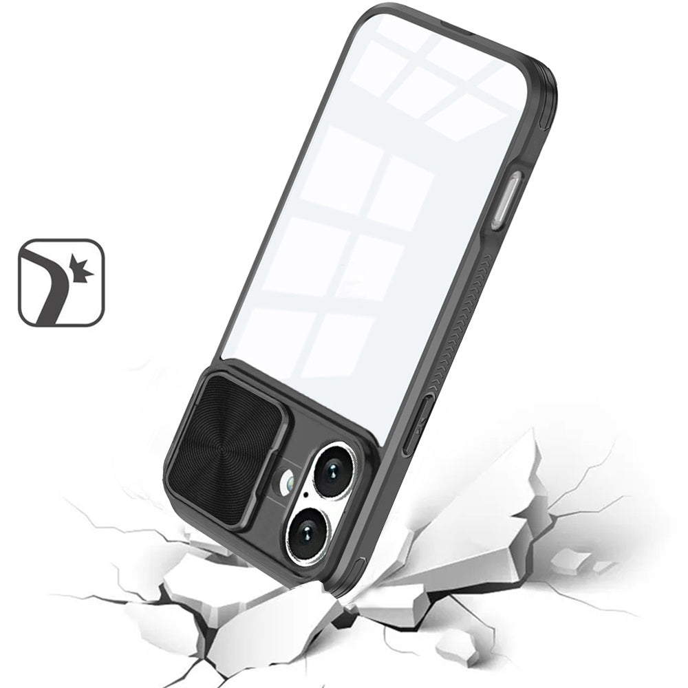 For Samsung Galaxy A16 5G Hybrid Cases with Sliding Camera Cover Transparent Shockproof Bumper TPU Protective Case Cover