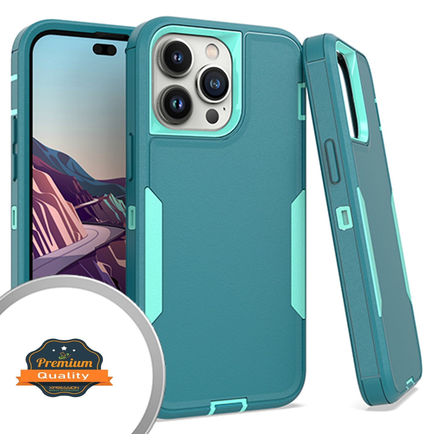 For Apple iPhone 15 Plus (6.7") Hybrid Shockproof Silicone Rubber TPU + Hard PC Heavy Duty Three Layer Body Protection Phone Case Cover