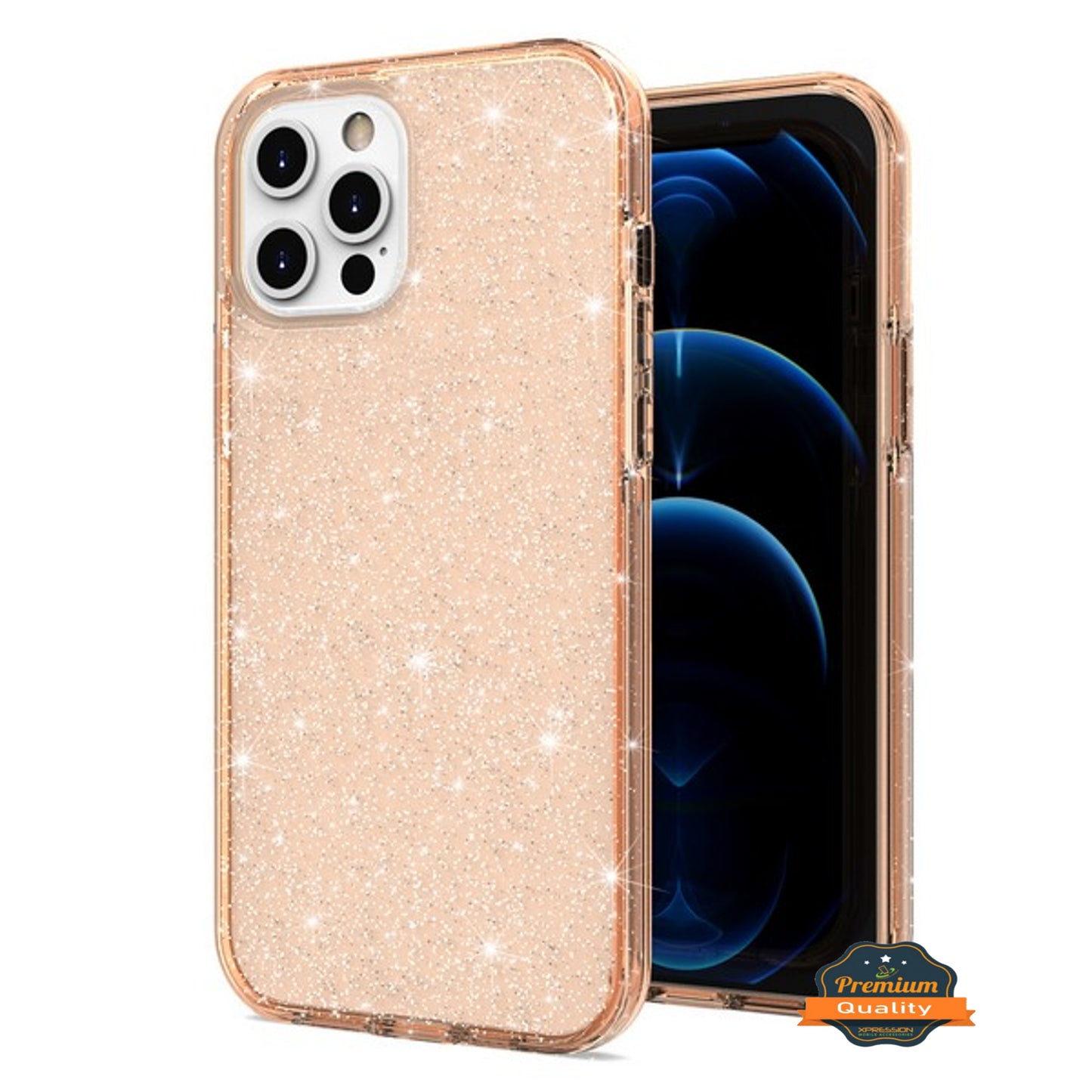 For Apple iPhone 15 Pro Max (6.7") Glitter Sparkle Bling Shiny Slim Hybrid Shockproof Rubber Silicone Soft TPU Protective Phone Case Cover