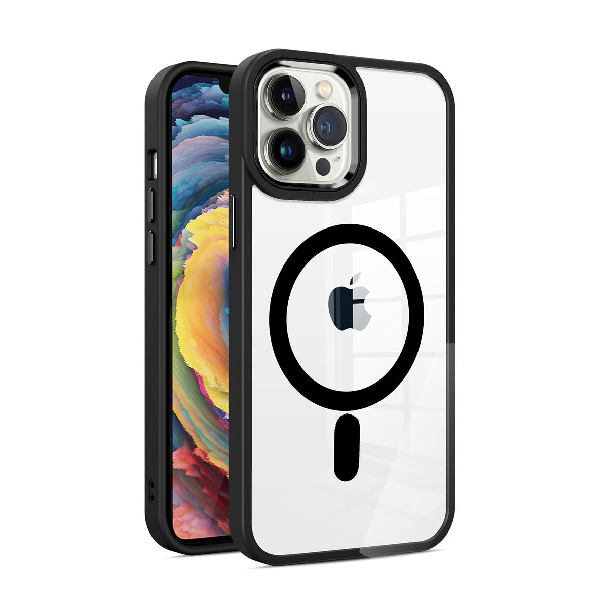For Samsung Galaxy A16 5G Transparent Slim Hybrid Frame Bumper Magnetic Case, Compatible with MagSafe Case Cover Black