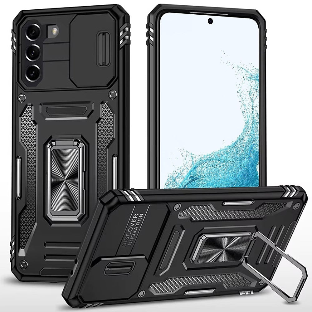 For Samsung Galaxy S22 Hybrid Case with Rotation Ring Stand Shockproof & Camera Window TPU Armor Dropproof Case Cover