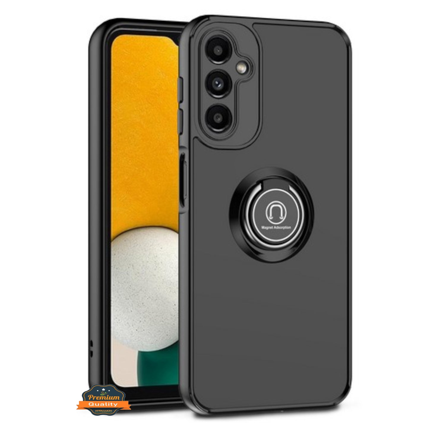 For Samsung Galaxy A26 Translucent Matte Back Hybrid with Rotatable Metal Ring Holder Kickstand Shockproof TPU (Fit Car Mount) Case Cover