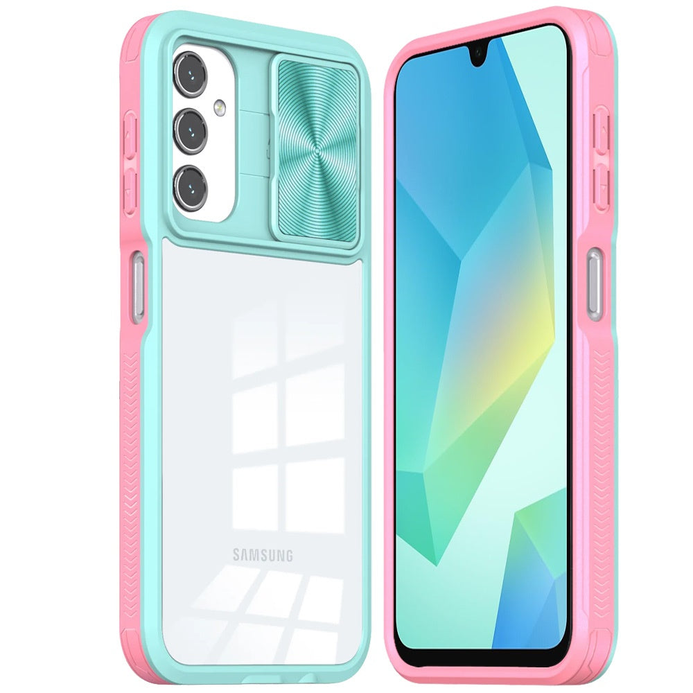 For Samsung Galaxy A16 5G Hybrid Cases with Sliding Camera Cover Transparent Shockproof Bumper TPU Protective Case Cover