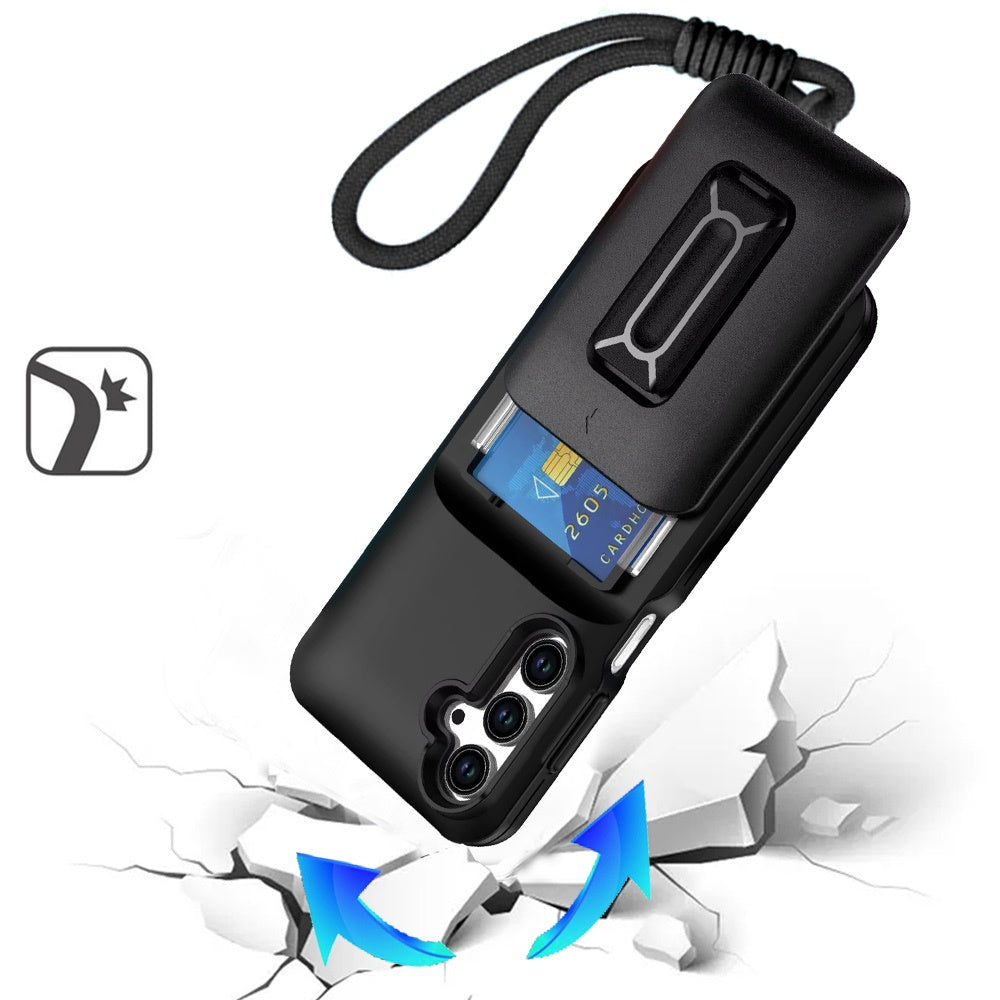 For Samsung Galaxy S25 Ultra Wallet Case with 2- Credit Card Holder, Wrist Strap & Kickstand Hybrid Shockproof TPU Case Cover