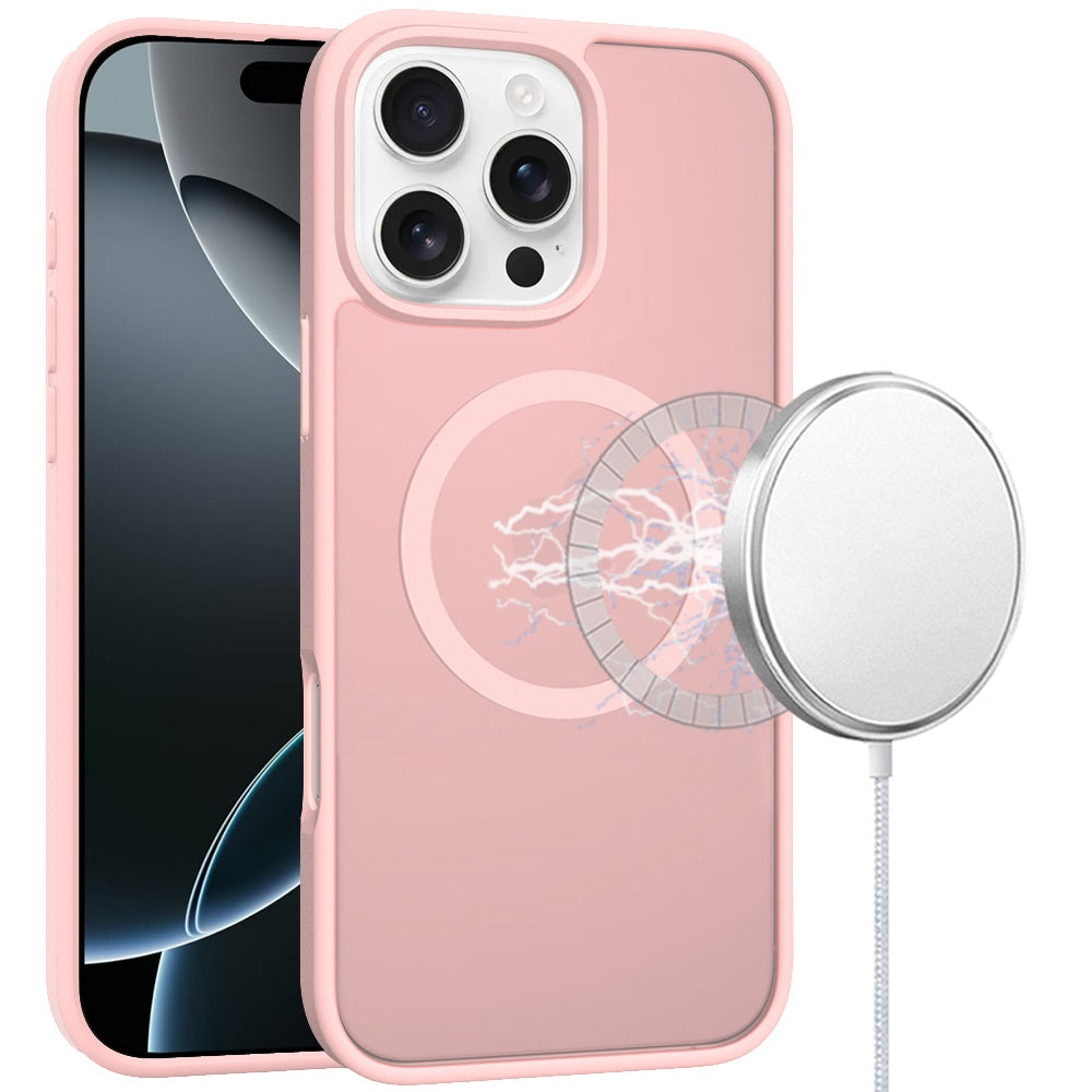 For Samsung Galaxy A17 5G MagSafe Compatible Case Hybrid Soft TPU Bumper Hard Translucent Matte Back Slim Shockproof Case Cover Light Pink