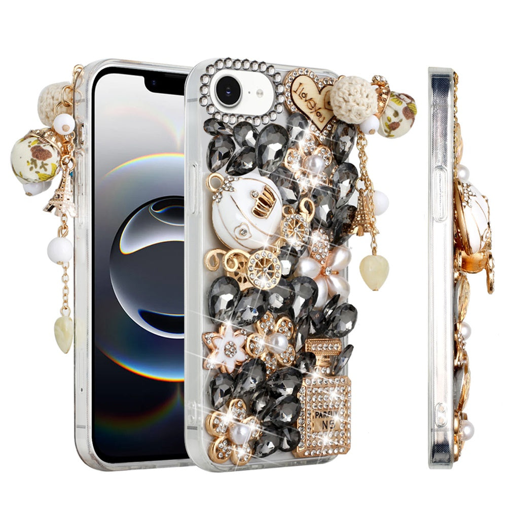For Apple iPhone 16e (E edition) Bling Crystal 3D Full Diamonds Luxury Sparkle Rhinestone Hybrid Protective Case Cover
