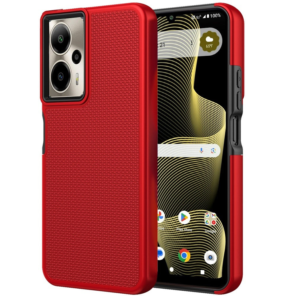 For Cricket Outlast 5G 2024 Dual Layer Heavy-Duty Hybrid Rugged Case Rugged Texturized TPU & PC Shockproof Silicone Military Grade Case Cover