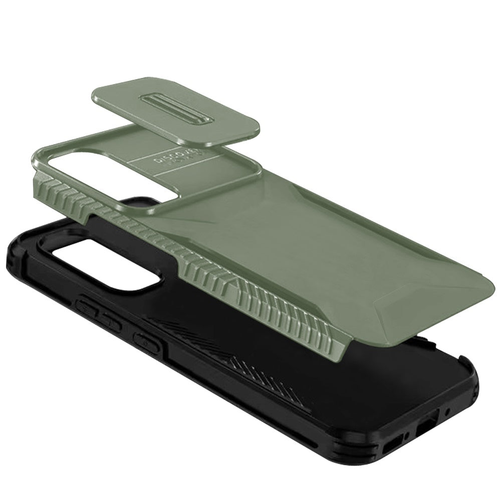 For Samsung Galaxy A16 5G Slim Fit Shockproof Hybrid with Slide Camera Window Covering, Rugged Tpu Silicone Hard PC Bumper Case Cover
