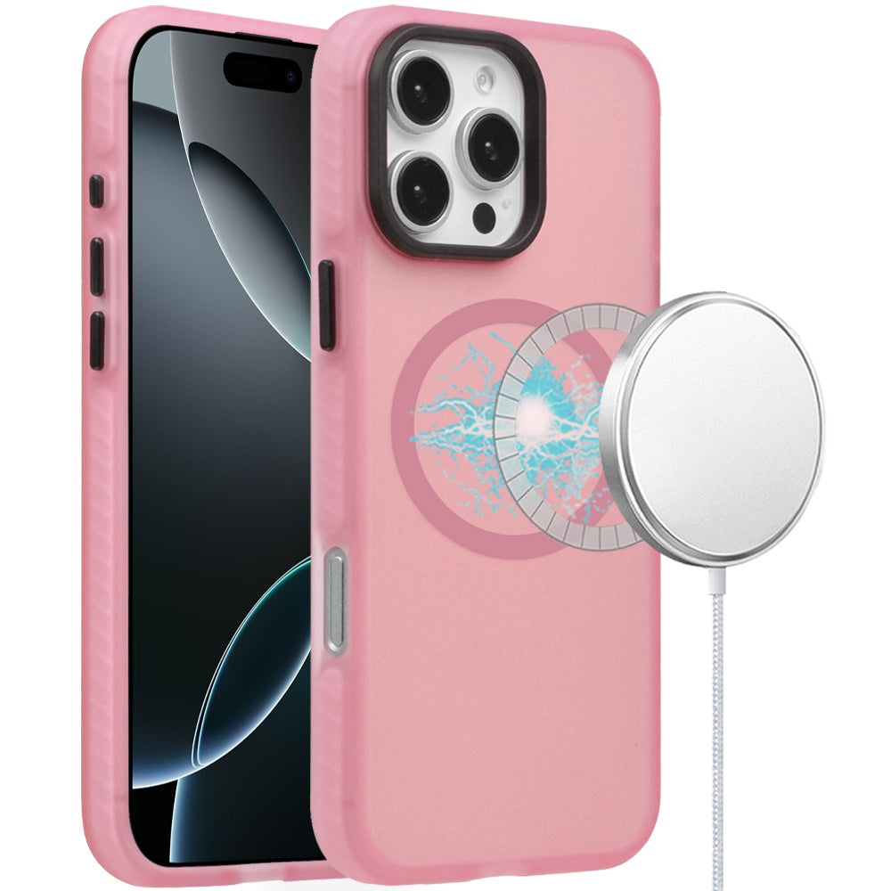 For Apple iPhone 16 Pro Max (6.9") Matte Skin Hybrid TPU with Magnetic Circle MagSafe Compatible, Military Grade Shockproof Slim Fit Case Cover