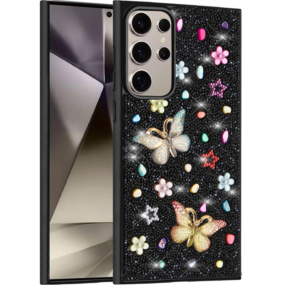 For Samsung Galaxy A36 Diamond Butterfly 3D Glitter Bling Design, Slim Hybrid Sparkle Protective Cover TPU for Women Girls Case Cover