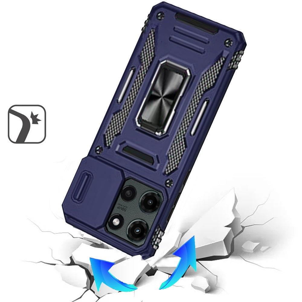 For Motorola Moto G Stylus 5G 2025 Tough Hybrid Case with Movable Camera Window & Metal Ring Stand Shockproof Case Cover