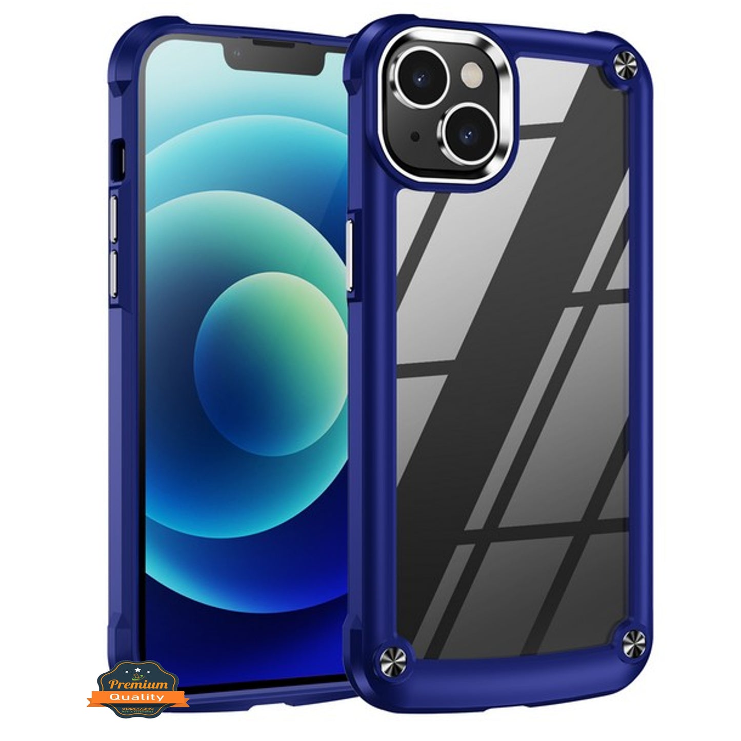 For Apple iPhone 15 Plus (6.7") Heavy Duty Hybrid Clear back Shield Hard PC + TPU Bumper Edge Frame Shockproof Phone Case Cover