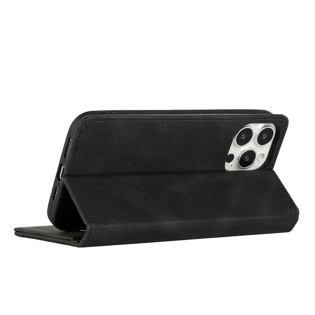 For Apple iPhone 16 Pro (6.3") PU Leather Pouch Flip Folio Wallet ID Credit Card Slots Money Holder with Magnetic Closure & Kickstand Case Cover