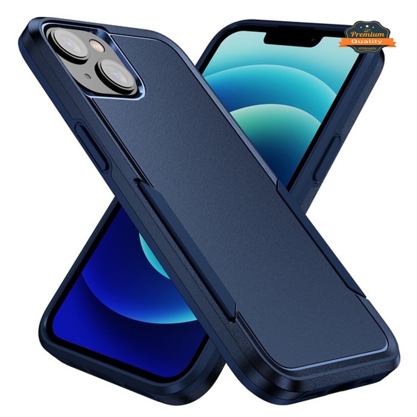 For Apple iPhone 15 Pro Max (6.7") Hybrid Bumper Dual Layer Heavy-Duty Military-Grade Rubber Defender Protective Phone Case Cover