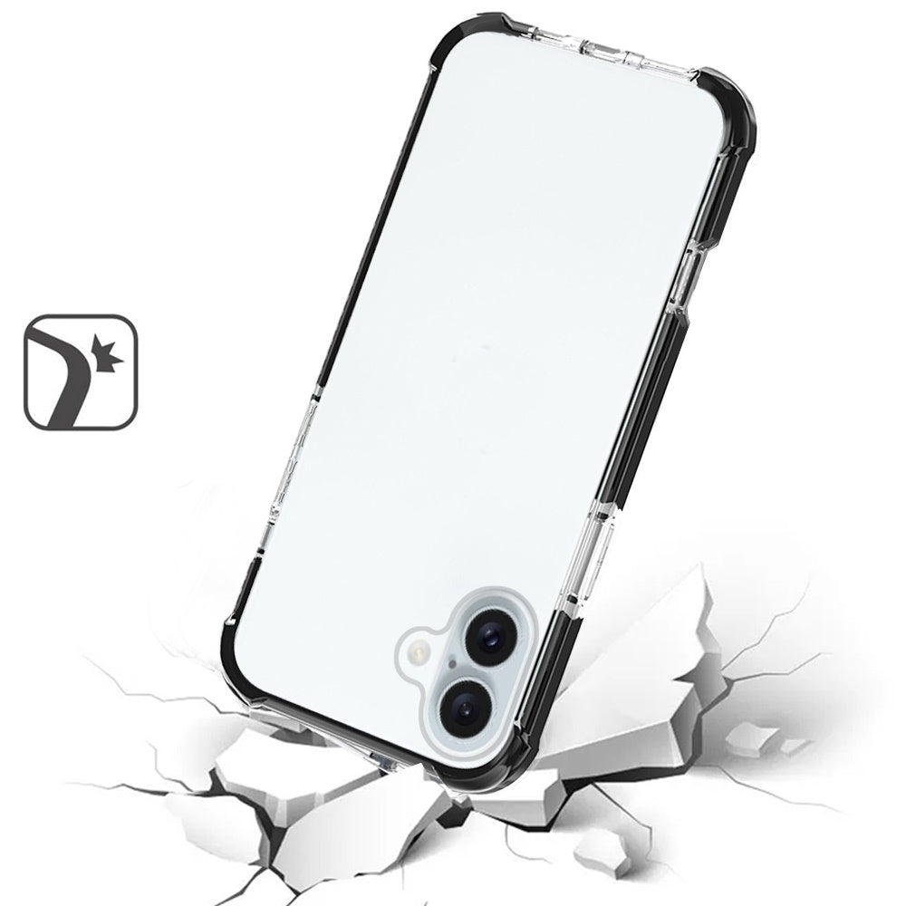 For Apple iPhone 17 Hybrid Transparent Acrylic Rubber Gummy Hard PC Silicone TPU Color Bumper Frame Shockproof Case Cover
