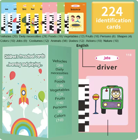 Early Education Flash Card Machine with English Audio Book, Talking Dinosaur Learning Toy for Kids with 224 Sight Words