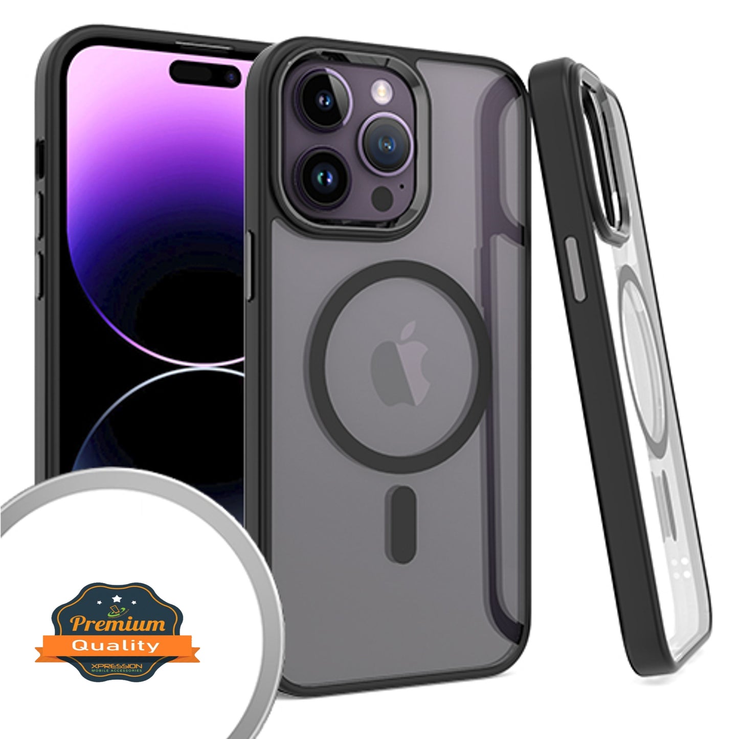 For Samsung Galaxy A16 5G Transparent Slim Hybrid Frame Bumper Magnetic Case, Compatible with MagSafe Case Cover Black