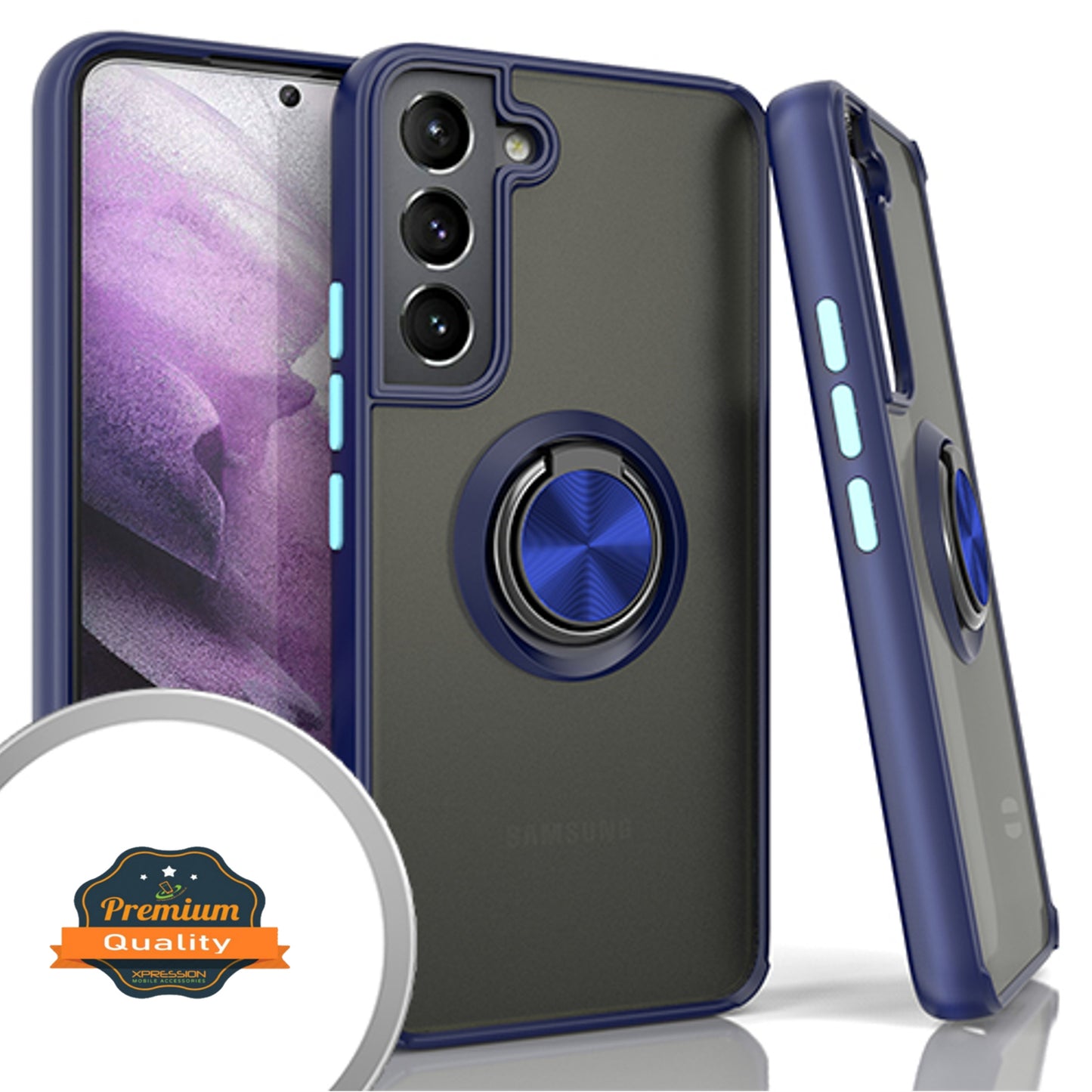 For Samsung Galaxy A16 5G Finger Ring Stand Holder Kickstand Hybrid Frosted Matte TPU Hard Frame Shock-Absorption Case Cover
