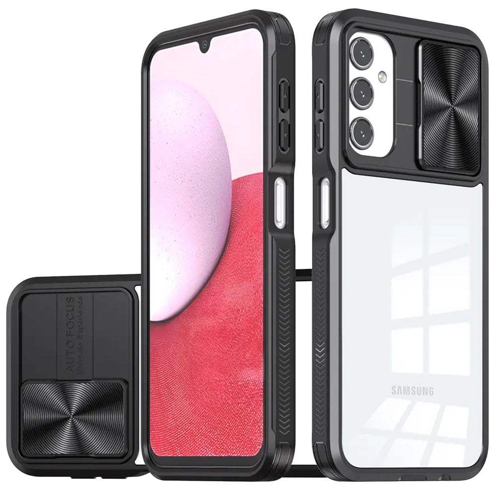 For Samsung Galaxy A16 5G Hybrid Cases with Sliding Camera Cover Transparent Shockproof Bumper TPU Protective Case Cover