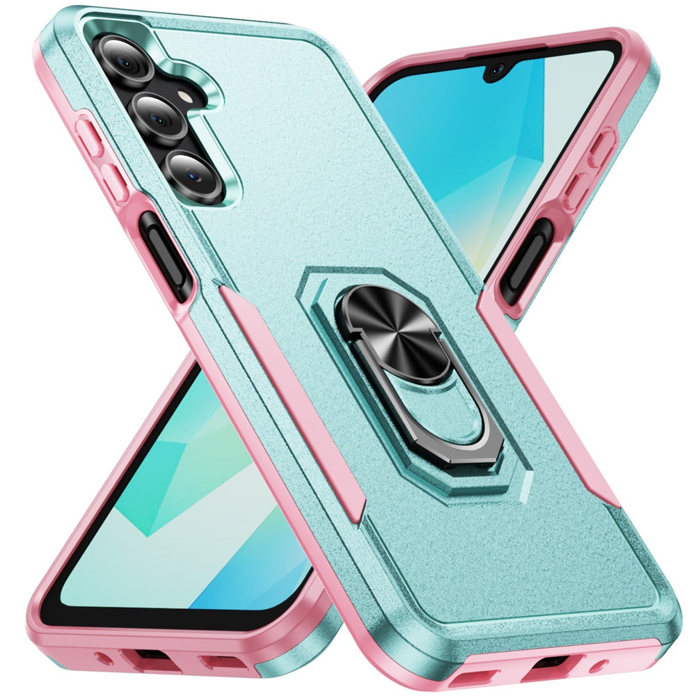 For Samsung Galaxy A16 5G Hybrid Rugged Tough 2in1 Drop-Proof Protection Military Grade Armor with Metal Ring Stand Case Cover