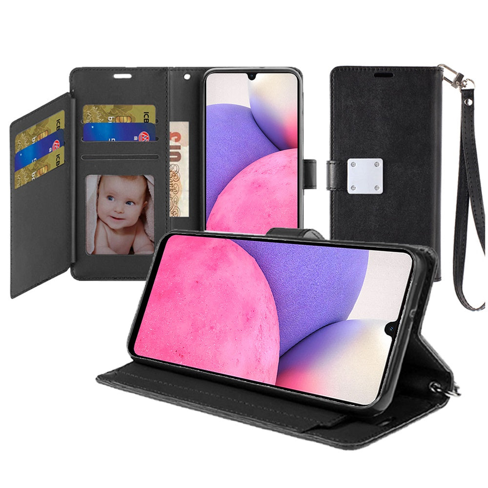 For Google Pixel 10 /Pixel 10 Pro Wallet Case with ID/ Card Holder, Wristlet Strap, Magnetic TPU Protective Shockproof Folio Flip Case Cover Black