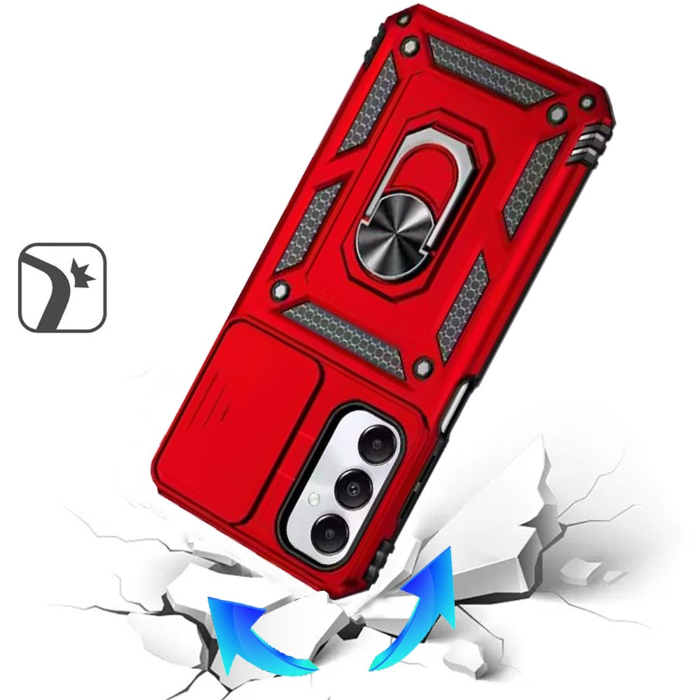 For Samsung Galaxy A16 5G Hybrid Shockproof Edge Bumper with Stand, Camera Lens Protection & 360° Rotate Ring Kickstand Case Cover