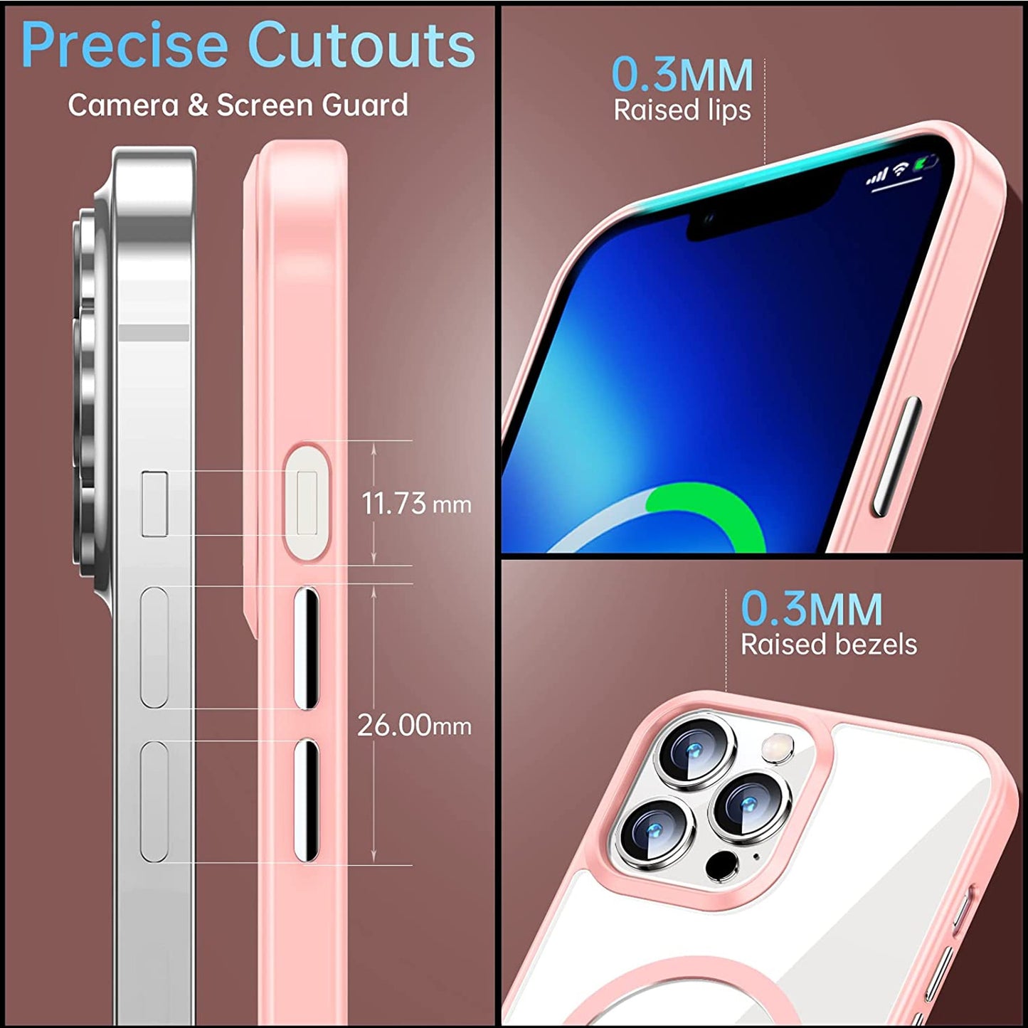 For Apple iPhone 15 Pro (6.1") Hybrid Clear Transparent Colors Edge Bumper with Magsafe Compatible, Slim Hard PC Phone Case Cover