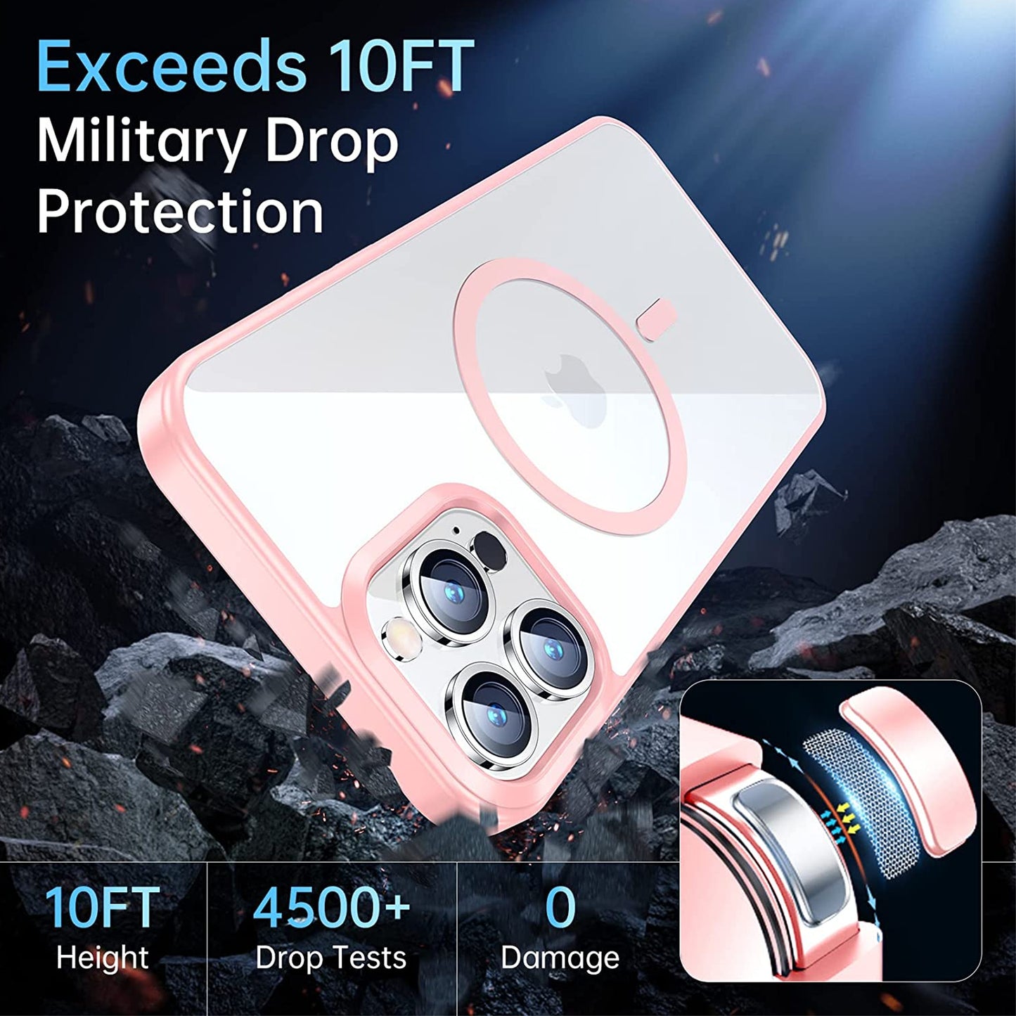 For Apple iPhone 15 Pro (6.1") Hybrid Clear Transparent Colors Edge Bumper with Magsafe Compatible, Slim Hard PC Phone Case Cover