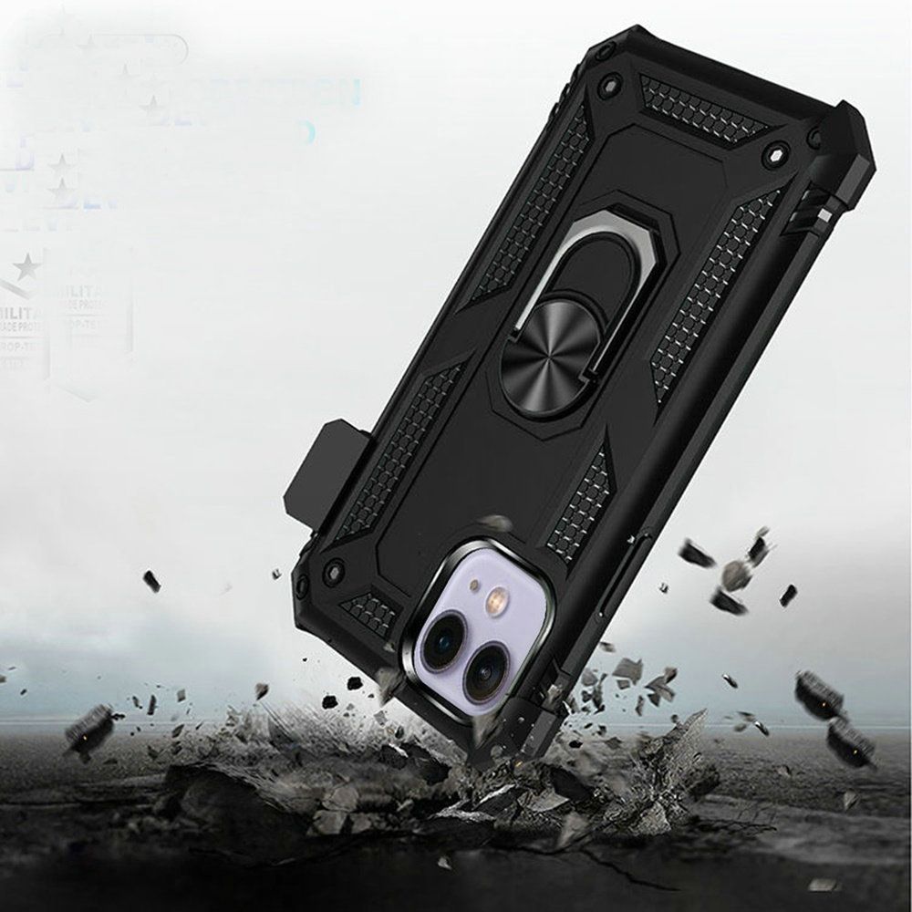 For Apple iPhone 16 Pro Max (6.9") Hybrid Combo Belt Clip Holster Ring Stand Holder, Military Grade Fit Magnetic Car Mount Shockproo Case Cover Black