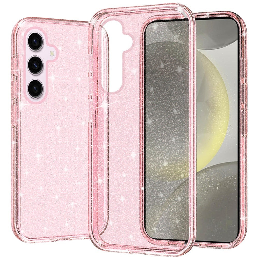 For Samsung Galaxy S25+ /S25 Plus /S24+ Plus Transparent Glitter Shiny Sparkle Bling TPU Rubber Hard Back Hybrid Frame Shockproof Case Cover