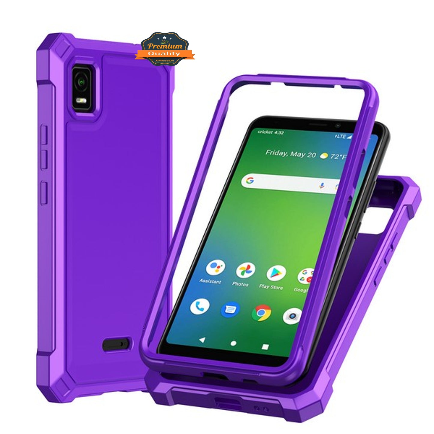 For TCL K24 /TCL K23 Hybrid 2in1 Front Bumper Frame Cover Square Edge Shockproof Soft TPU + Hard PC Anti-Slip Heavy Duty Case Cover Purple