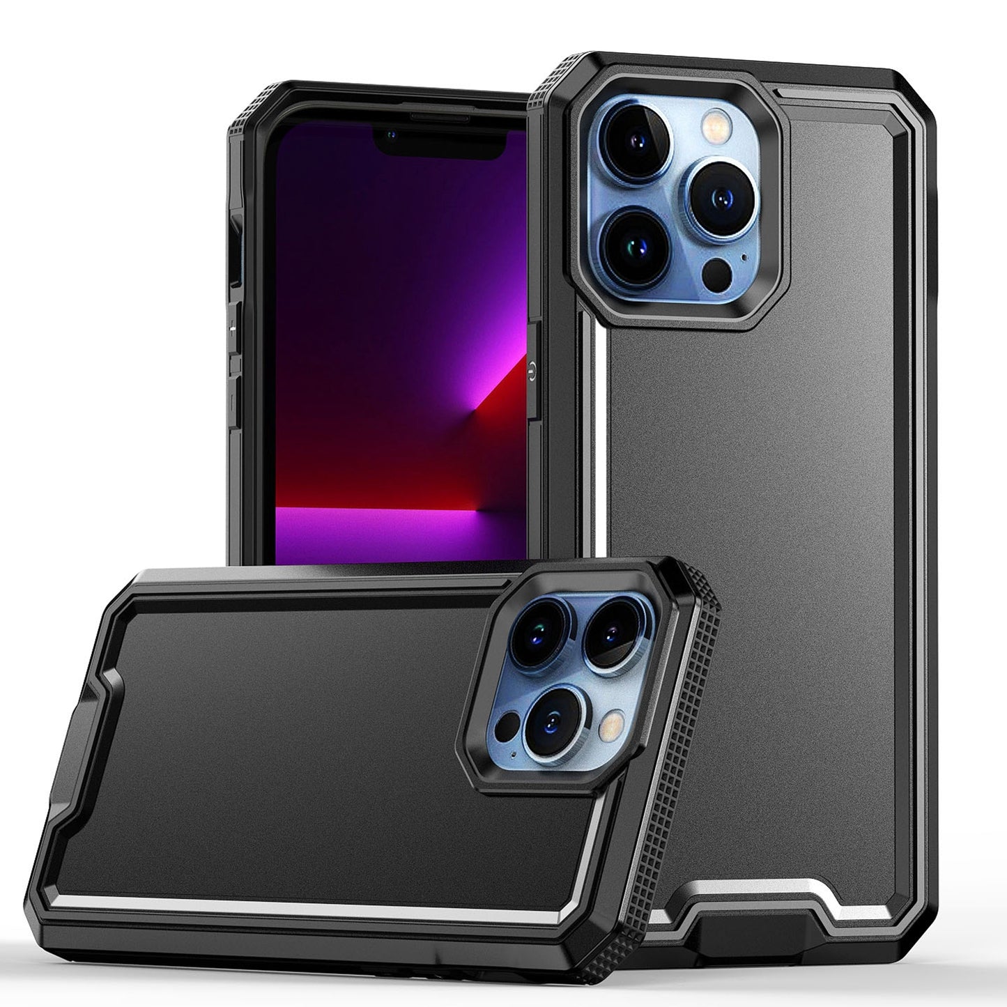 For Samsung Galaxy A32 5G Tough Modern Fused Hybrid Armor Hard PC TPU Rubber Shockproof Drop Protection Impact Case Cover Black