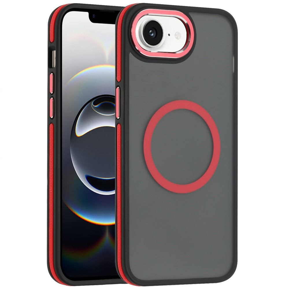 For Apple iPhone 16e Frosted Translucent Back Hybrid Case with Magnetic Circle; MagSafe Compatible, Military Grade Shockproof, Slim Design Case Cover