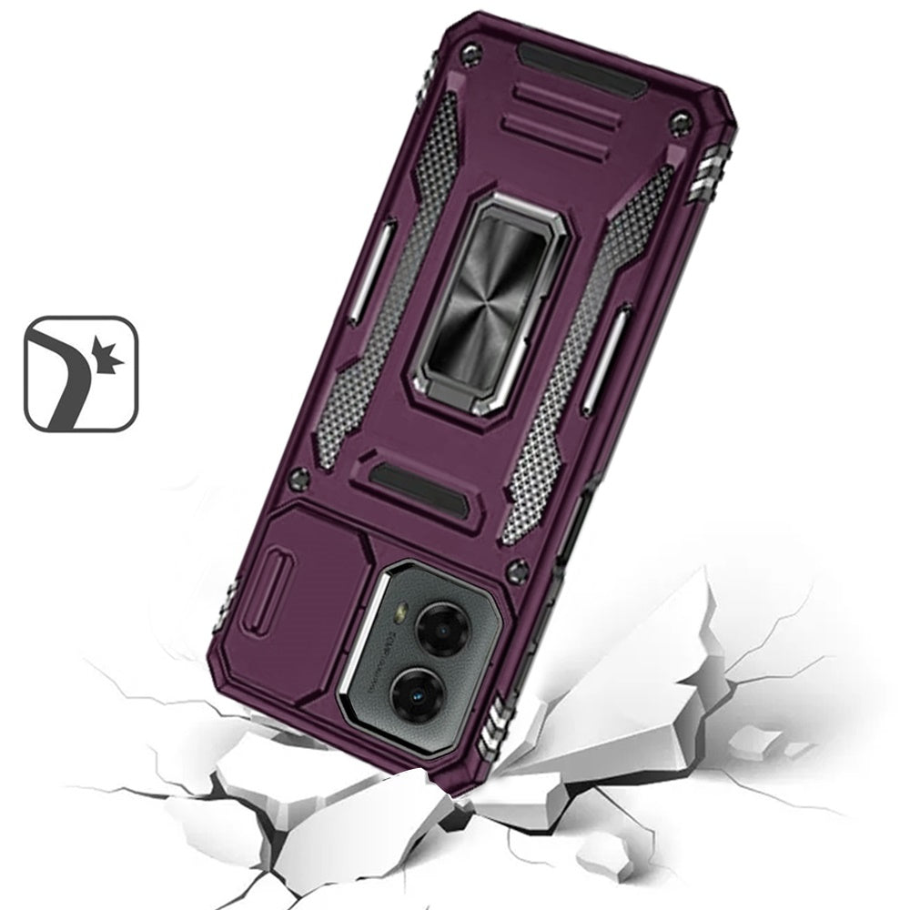 For Samsung Galaxy A06 Hybrid Case with Rotation Ring Stand Shockproof & Slide Camera Window TPU Armor Drop-proof Case Cover