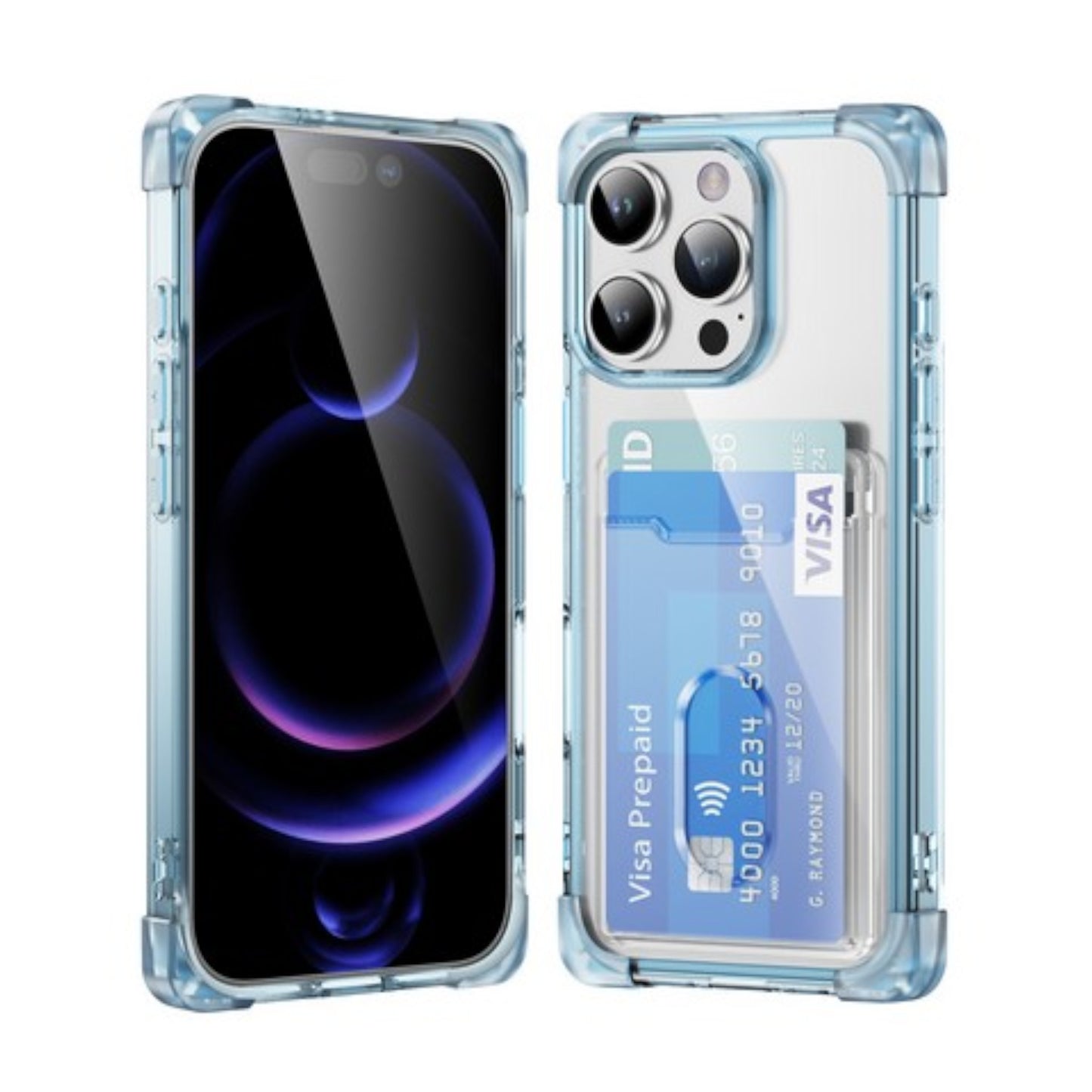 For Apple iPhone 16 Plus (6.7") Wallet Clear Case with Credit Card Holder Rubber Silicone TPU Protection Corner Bumper Shockproof Case Cover