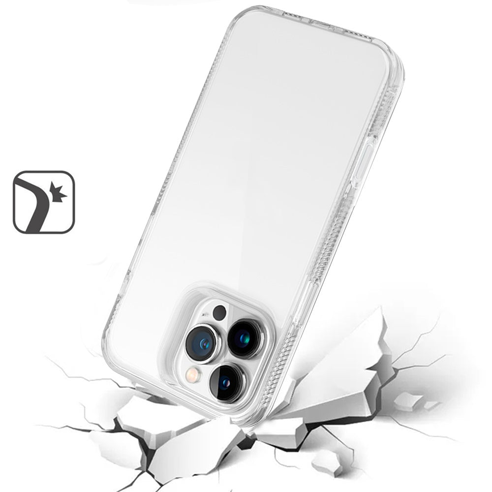 For Apple iPhone 16 Pro (6.3") Classic Transparent Hybrid Acrylic Thick 2.0mm Rubber Gummy Hard Back PC TPU Frame Case Cover Clear
