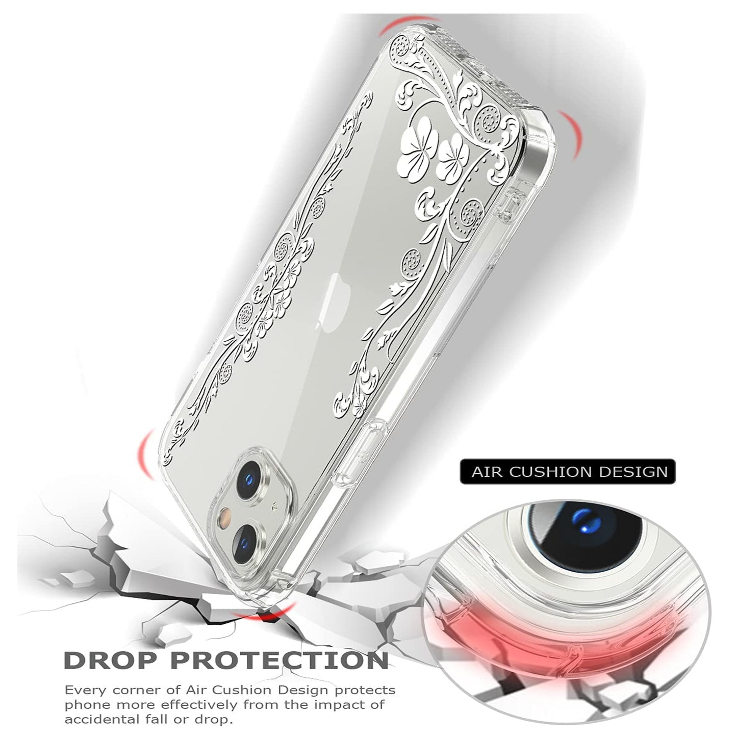 For Apple iPhone 15 Pro (6.1") Hybrid Trendy Image Patterns Design Transparent Hard Back Shockproof TPU Rubber Phone Case Cover