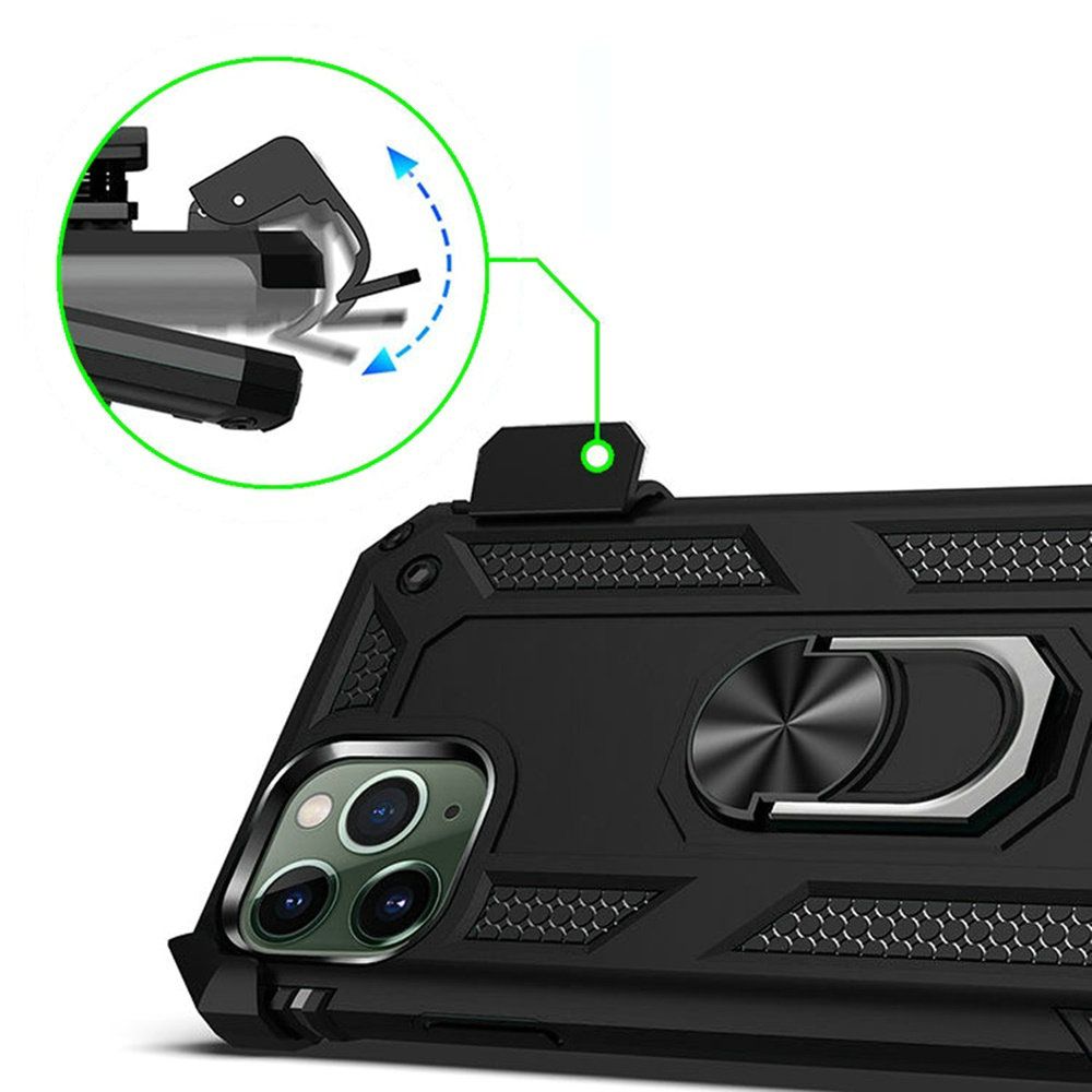 For Samsung Galaxy A16 5G Belt Clip Holster Ring Stand Holder, Military Grade Fit Magnetic Car Mount Shockproof Hybrid Case Cover Black